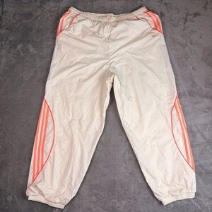Adidas 3 Stripe Track Pants Women's XL White Orange Lightweight Windbreaker